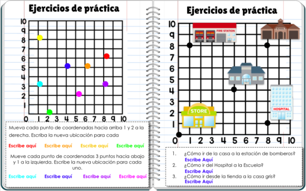 plano de coordenadas cuaderno interactivo digital