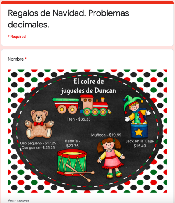 regalos de navidad problemas enteros decimales y fracciones