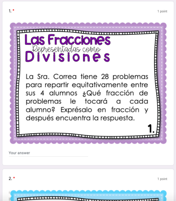 Problemas fracciones como división