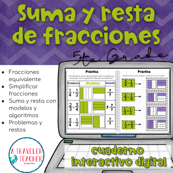 Suma y resta de fracciones cuaderno interactivo digital