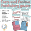 Force and motion vocabulary games