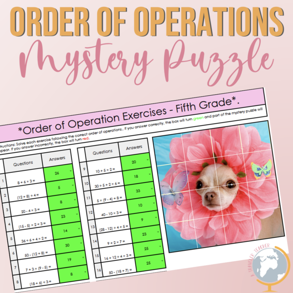 Order of Operations PEMDAS Mystery Puzzle