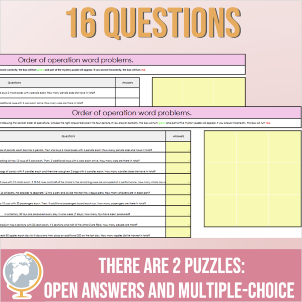 Order of Operations Word problems Mystery Puzzle - Imagen 2