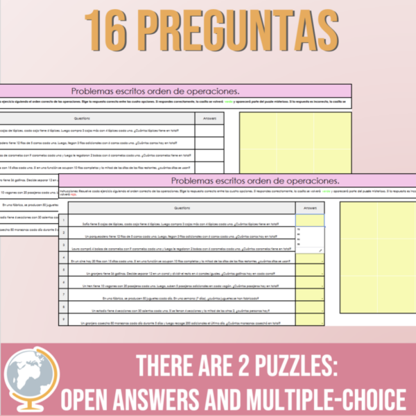 Orden de operaciones Problemas escritos Rompecabezas misterioso - Imagen 2